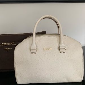 kate spade white ostrich embossed leather bag